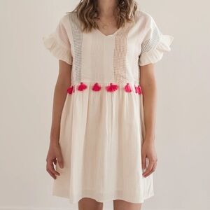 THML Beige White Tassel Dress